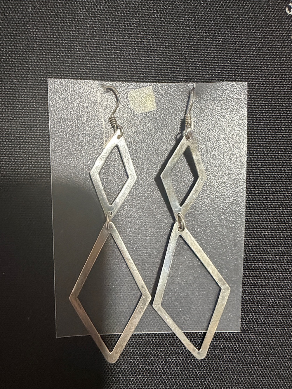 Mexican Silver 925  Double Diamond Drop Earrings - Women Jewelry